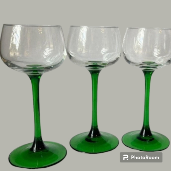 Luminarc Other - 🎈EUC Set 4 French Vintage Luminarc Green Stem Cordial Glasses PRICE IS FIRM